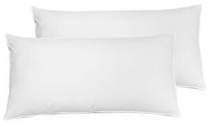 Set di 2 cuscini da letto guanciali in cotone bianco piumino d'anatra e piume 40 x 80 cm medio morbido Beliani