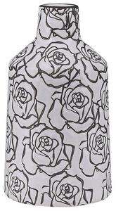 Vaso per fiori decorativo in ceramica con motivo a rosa effetto craquelé bianco e Nero Beliani