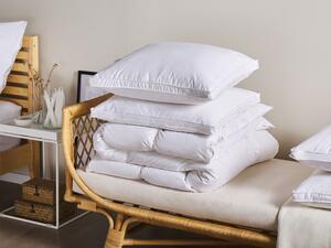Set di 2 cuscini da letto guanciali in cotone bianco piumino d'anatra e piume 50 x 60 cm medio morbido Beliani