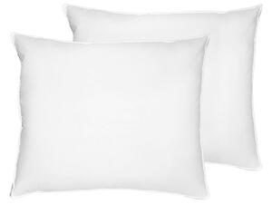 Set di 2 cuscini da letto guanciali in cotone bianco piumino d'anatra e piume 50 x 60 cm medio morbido Beliani