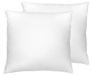 Set di 2 cuscini da letto guanciali in cotone bianco piumino d'anatra e piume 80 x 80 cm alto medio morbido Beliani