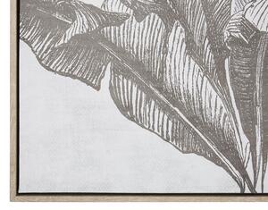 Quadro su tela con cornice motivo foglia di palma 83 x 83 cm di colore marrone salotto Beliani