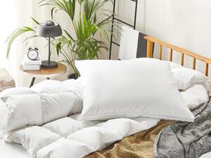 Cuscino da letto guanciale Cotone Bianco Piumino D'anatra e Piume 80 x 80 cm Alto Medio Morbido Beliani