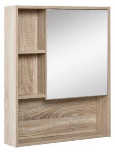 Kleankin Armadietto a specchio per bagno con scaffale regolabile, montaggio a muro, color rovere, 60 x 15 x 76cm