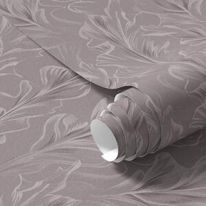 Carta da parati Onde fluenti di foglie in una palette di colori rosa antico e beige, Parati fiori e piante classici, a00495 : Uwalls.it