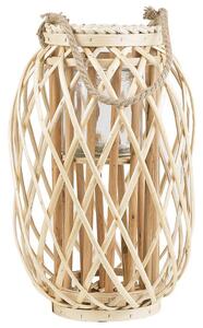 Lanterna in legno chiaro legno di salice e vetro 40 cm Portacandele per interni ed esterni Boho scandinavo Beliani