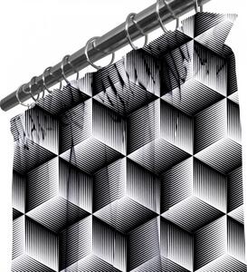Tenda con nastro 140x250 cm nero+bianco, 3D cubi