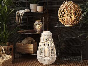 Lanterna bianca in legno di bambù e vetro 56 cm per interni ed esterni scandinavi Beliani