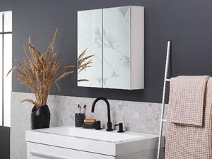 Armadietto a specchio per bagno in compensato bianco 60 x 60 cm Scaffali pensili a 2 ante Beliani