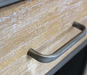 ORLY - madia industrial in metallo e legno con portabottiglie