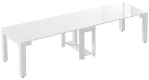 HOMCOM Tavolo da Pranzo Allungabile da 8-10 Persone in Legno e Metallo, 45-300x90x75.5 cm, Bianco Lucido