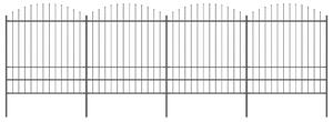 Recinzione Giardino Punta a Lancia (1,75-2)x6,8m Acciaio Nera