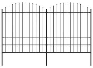 Recinzione Giardino Punta a Lancia (1,75-2)x3,4m Acciaio Nera