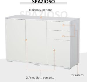 HOMCOM Mobiletto Multiuso in Legno per Soggiorno, Cucina, Ufficio con Apertura a Pressione, 117x36x74cm