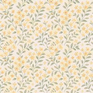 Carta da parati Fiori gialli acquerellati su sfondo chiaro, Parati fiori e piante classici, a00570 : Uwalls.it