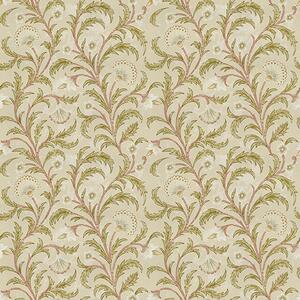 Carta da parati Ornamento vintage con volute e fiori, beige e oliva, Parati fiori e piante classici, a00574 : Uwalls.it