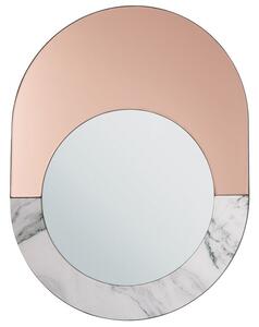 Moderno Specchio da Parete Ovale Decorativo 65 x 50 cm Effetto Marmo Beliani