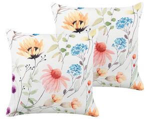 Set di 2 cuscini da giardino per esterni tessuto di poliestere multicolore con motivo floreale 45 x 45 cm esterno giardino Beliani