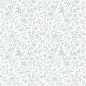 Carta da parati Fiori blu finemente disegnati su sfondo bianco sporco, Parati fiori e piante classici, a00576 : Uwalls.it