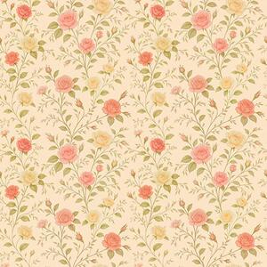 Carta da parati Rose vintage color pesca e giallo su sfondo crema, Parati fiori e piante classici, a00577 : Uwalls.it