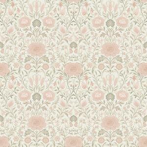 Carta da parati Stile Morris: peonie ed erbe in delicati toni di beige e verde, Parati fiori e piante classici, a00581 : Uwalls.it