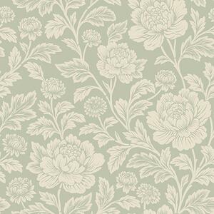 Carta da parati Grandi peonie disegnate su sfondo color salvia, Parati fiori e piante classici, a00582 : Uwalls.it