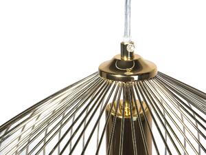Lampada da soffitto in metallo color dorato paralume in filo metallico industriale Beliani