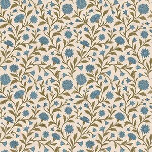 Carta da parati Fiordalisi e germogli su sfondo beige, Parati fiori e piante classici, a00588 : Uwalls.it