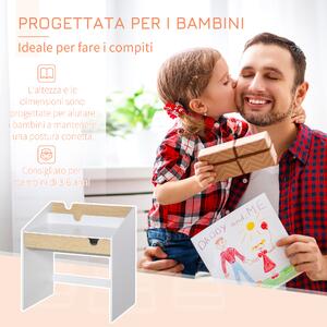 HOMCOM Scrivania con Ripiano Libreria Salvaspazio per Bimbi 3-6 Anni Tavolo per Bambini Bianco e Color Legno 70x50x75cm