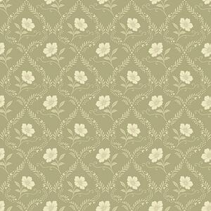 Carta da parati Pergola di ulivo con fiori color crema, ornamento retrò, Parati fiori e piante classici, a00585 : Uwalls.it