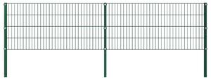 Pannello di Recinzione con Pali in Ferro 3,4x0,8 m Verde