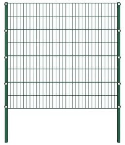 Pannello di Recinzione con Pali in Ferro 3,4x1,6 m Verde