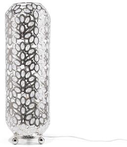 Lampada da Terra Argento Metallo Forma Cilindrica 70 cm Motivo Floreale Glam Beliani