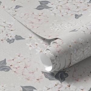 Carta da parati Fiori ariosi su uno sfondo chiaro, morbide tonalità rosa-grigio, Parati fiori e piante classici, a00600 : Uwalls.it
