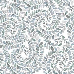 Carta da parati Spirali fogliari nei toni freddi del grigio-blu, Parati fiori e piante classici, a00602v1 : Uwalls.it