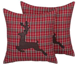 Set di 2 cuscini decorativi con stampa renna rossa 45 x 45 cm Modern Decor Accessori Natale Beliani