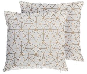 Set di 2 cuscini Decorativi in Cotone Dorato Motivo Triangolo 45 x 45 cm Rete Geometrica Accessori Arredamento Moderno Beliani