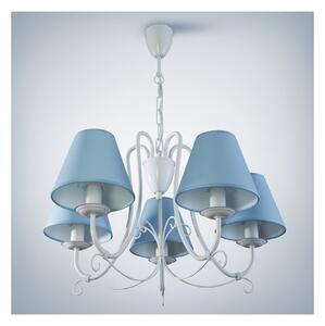 Lampadario a sospensione con catena LILLIAN 5xE14/40W/230V blu chiaro