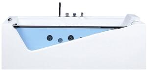 Vasca Idromassaggio Acrilico Sanitario Bianco e Vetro Luci LED 157 x 70 cm Beliani