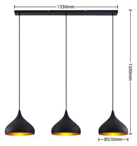 Lampada a sospensione Lindby Elamira, nero, alluminio, 133 cm, a 3 luci