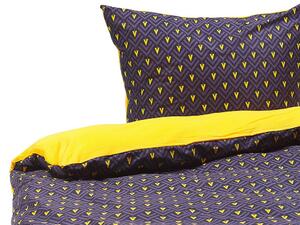 Set copripiumino e federa in misto cotone blu scuro e giallo 135 x 200 cm Camera da letto moderna Beliani