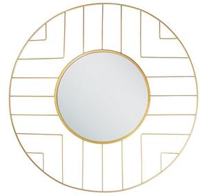 Moderno Specchio da Parete con Struttura in Metallo ø 60 cm Dorato Beliani