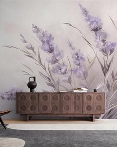 Carta da parati Fiori di lavanda con steli e foglie lunghi, opera d’arte dai toni tenui e dalla texture, Carta da parati Buffer, w10018 : Uwalls.it