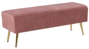 Panchina da Stanza da Letto in Velluto Rosa Gambe in Metallo Dorate 118 cm Glamour Beliani