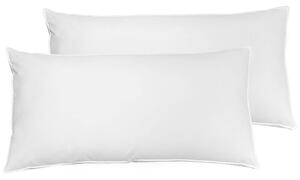 Set di 2 cuscini da letto guanciali in cotone bianco piumino d'anatra e piume 40 x 80 cm alto medio morbido Beliani