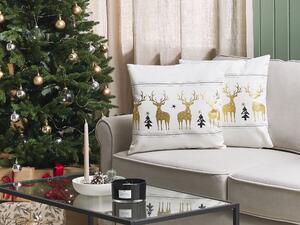 Set di due cuscini decorativi con renne 45 x45 cm bianco stile moderno Beliani