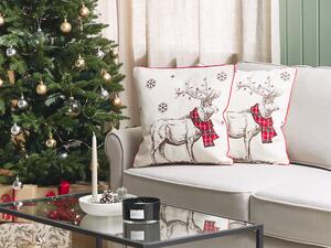 Set di 2 cuscini in tessuto imbottiti renna 45 x 45 cm color rosso salotto camera da letto Beliani