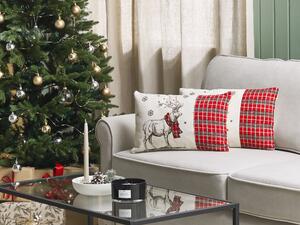 Set di 2 cuscini in tessuto imbottiti renna 30 x 50 cm color rosso accessori camera da letto soggiorno Beliani