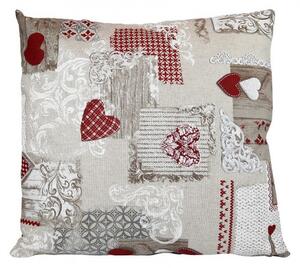 Federa cuscino 42x42 cm patchwork cuori rossi