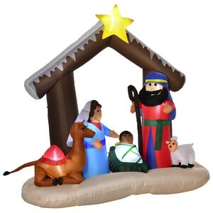 HOMCOM Presepe di Natale Gonfiabile 183cm con 5 Luci LED e Gonfiatore Integrati, Decorazione Natalizia da Esterno|Aosom